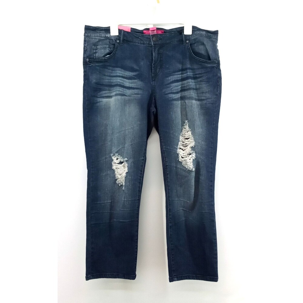 Pure Energy Jeans Womens Size 18 Stretch Denim Distressed Straight Leg Mid Rise